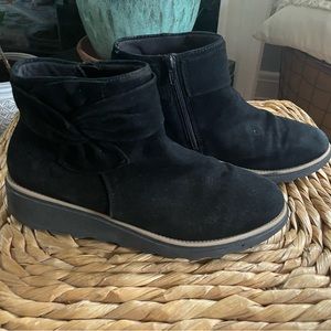 Clarks Sharon Salon Black Suede Ankle Boots